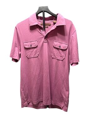 Perry Ellis Pima Blend Pink Polo Shirt Dual Pocket Men’s Size L